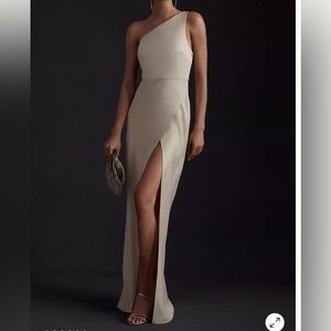 BHLDN One shoulder champagne gown/bridesmaid dress